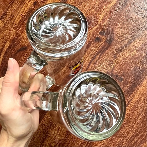 Vintage Disney 1970s Tall Drinking Glasses with Handle Mickey & Minnie Mouse - Picture 8 of 9